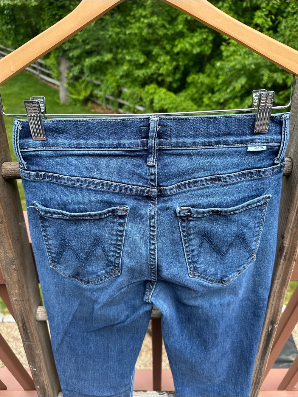 MOTHER Light and Dark Blue Two-Tone Denim Jeans - the Runaway - Picture 5 of 8